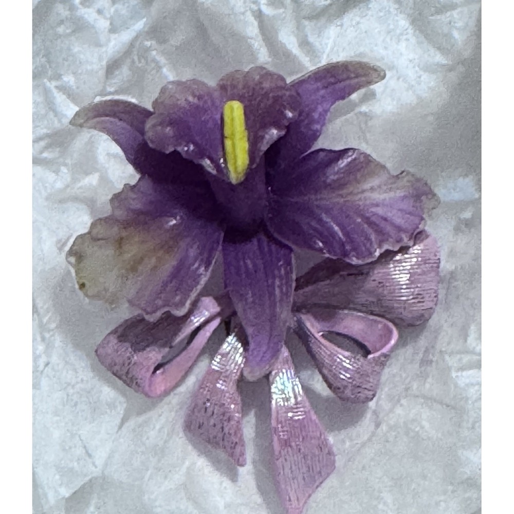Vintage Purple Flower‎ Brooch Pin - Picture 2 of 10